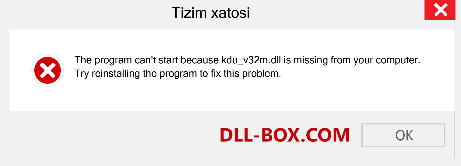 kdu_v32m.dll fayli yo'qolganmi?. Windows 7, 8, 10 uchun yuklab olish - Windowsda kdu_v32m dll etishmayotgan xatoni tuzating, rasmlar, rasmlar